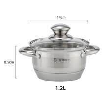 Panela de aço inoxidável para sopa, com diâmetro de 14 cm a 32 cm, ideal para uso doméstico. Adequada para fogões de indução e a gás. Multifuncional para cozinhar sopas, macarrão, mingau e ensopados. Possui alças duplas, é fácil de limpar e tem tamanhos que variam de 14 cm a 32 cm. - prata - Ver 15