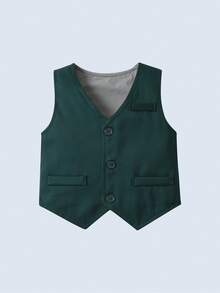 BOARNSEORL 3 件套男婴绅士服装套装：长袖白衬衫配领结、绿色背心和裤子，适合圣诞节、生日派对、婚礼、洗礼、1 岁生日