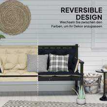 Outsunny 3-Seater Bench Cushion, 180 X 110 X 8 Cm, With Ties, Seat Cushion, Indoor/Outdoor Chair Cushion, Seat Pad, Garden Furniture Cushion, Swing Style, Beige And Black - Apricot - View 4