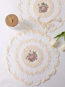 4pcs Polyester Kitchen/Dining Table Placemats, Embroidered Decorative Mats For Heat Insulation, Anti-Scratch, Anti-Dust, Suitable For Wedding, Party, Gift, Birthday, Christmas - White - View 11