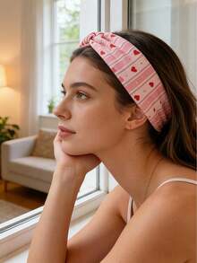 3pcs/Set Valentine's Day Wide Elastic Headbands With Heart & Love Print, Suitable Gift Box For Women, Couple, Girlfriend Hair Accessories Valentine Muse Women Hair Band