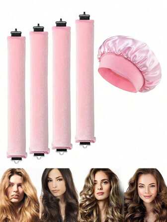 Mcbki 5pcs/4pcs/3pcs No Heat Hair Curler Set + Sleep Cap, Convenient Hair Curling Tools, Foam Hair Rollers For Women