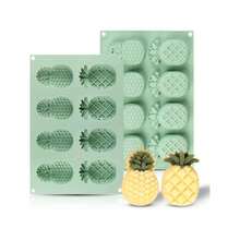 8孔硅胶菠萝模具，趣味菠萝造型，适用于冰格、巧克力糖果、蜡笔、生酮脂肪球、蛋糕装饰 - 彩色 - 查看 8