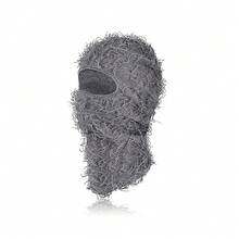 1pc Knitted Balaclava Face Mask, Outdoor Warm Headwear, Full Face Ski Mask, Distressed Knit Beanie, Winter Warm Windproof Knit Cap - A - View 6