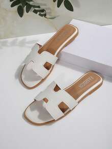 Nouvelles sandales de plage élégantes en PU ajouré pour femmes - Blanc - Voir 3