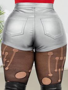 Quần short nữ màu trơn, kiểu dáng thường ngày, gợi cảm, có lớp phủ, thích hợp cho mùa hè. - Bạc sáng - Xem 4