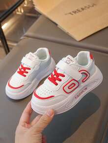 1 Pair Unisex Kids Leather Breathable Baby Toddler Walking Shoes, Soft Sole Anti-Slip Casual Athletic Sneakers, Versatile For Spring, Summer, Autumn, Winter - Red - View 2