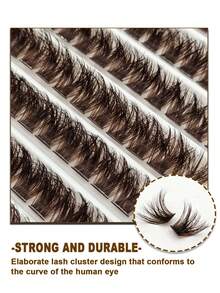 Rikuaild 150片D型卷翘蓬松棕色120D簇状假睫毛，浓密柔软，打造自然或浓密妆效，必备美妆工具 - D - 查看 6