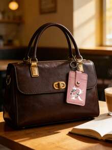 1pc PU Leather Minimalist Card Holder With Keychain, Floral & Alphabet A-Z Print, 2 Card Slots & 1 Transparent Front Pocket, Portable Wallet, Suitable For Business Cards, Credit Cards, ID Cards, Metro Cards, Can Be Hung On Backpacks Or Handbags, Great Gift For Birthday, Valentine's Day, New Year - Multicolor - View 5