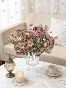 1/60 pezzi profumo di rose artificiali e margherite miste da 29 cm, adatto per profumo da sposa, decorazioni matrimoniali, ghirlande fai-da-te, feste di compleanno, vasi per la casa, decorazioni da giardino, regali di Capodanno, regali di San Valentino - Viola - Visualizzare 1