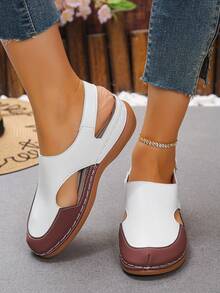 2026 New Women's Outdoor Sports Casual Sandals, Summer Fashion Versatile White & Burgundy Peep Toe Platform Wedge Adjustable Strap Sandals, Elegant Women's Shoes For Daily, Outdoor, Beach, Vacation - Premium White and Premium Burgundy PU - View 5