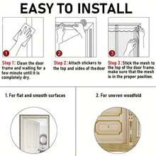 AIYYIPA Automatic Closing Magnetic Door Curtain - Thermal Insulation, Mosquito Protection, Air Conditioning Door Curtain, Hand Wash Only, Grid Pattern For Bedroom, Kitchen, Balcony, All Season Use