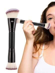 1pc Dual-Ended Makeup Brush, Soft Blush/Eyeshadow Brush, Face Makeup Brushes, Smooth Bristles Blend Easily, Powder Brush, Foundation Brush, Comfortable Handle, Concealer Brush, Home Or Salon Makeup Set, Cosmetic Tool, Face Makeup Brush, Essential Makeup Tool - Multicolor - View 6
