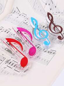 2/4 piezas de Clips de nota musical de plástico - Aseguran firmemente la partitura de piano, guitarra, violín - Diseño de notación musical - Diseño con resorte, fácil de usar (estilo aleatorio) - Multicolor - Ver 3