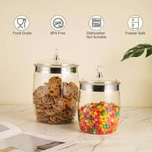 2 Pcs Candy Cookie Jar With Lids - 128 Oz 74 Oz Plastic Airtight Containers Large Kitchen Pantry Food Apothecary Storage Sealed Canisters Coffee Cereal Pasta Flour Rice Snack - 128 oz + 74 oz - Xem 6