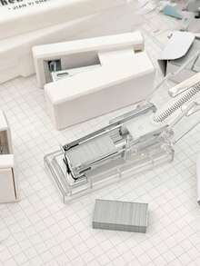 迷你透明白色订书机，小型办公订书机 - 彩色 - 查看 4