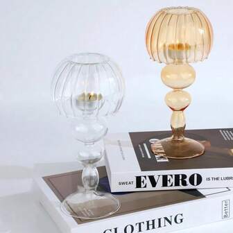 European Retro Glass Table-Shaped Romantic Candlelight Candlestick Minimalist And Creative Home Decoration For Living Room And Bedroom