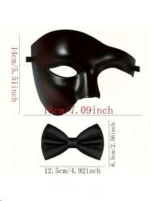 男士半脸面具+领带套装（2件套），化装舞会服装道具，半脸面具配领带，威尼斯风格面具和新郎领带婚礼服饰套装，化装舞会优雅配饰 - 彩色 - 查看 4