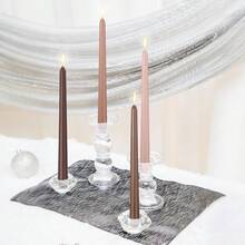 10-Inch Dripless Taper Candle Set (4pcs) - Cocoa Brown Taper Candles, Perfect For Spring - Smokeless, Odorless, Long Burning Time - Hand-Poured, Colorful Candle Holders - Chocolate Color - Multicolor - View 8