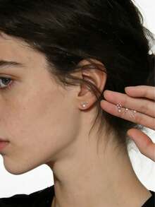 1pc S925 Silver Zirconia Zodiac Stud Earrings, Minimalist & Versatile, Suitable As Valentine's Day, Mother's Day, Holiday Gift