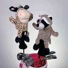 1pc Plush Cartoon Animal Golf Club Head Cover, Cute Animal Golf Club Protector, Protective Headcover, Made Of Mixed Color Flannel Fabric, Suitable For Golfers, Golf Accessories, Adorable