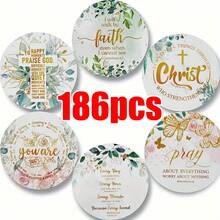 6件套木质杯垫，印有励志名言和花卉图案，适用于家居、咖啡馆、茶会——独特的基督教礼物，非常适合节日/生日/乔迁之喜，设计优雅，可选1套或31套。 - 白色 - 查看 6