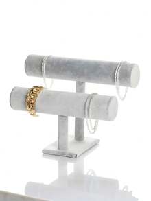 Single/Double Layer Bracelet Stand, Bracelet Display Rack, Black Velvet Jewelry Storage Box Suitable For Necklaces, Elastic Watches, Headbands, Etc. Velvet Jewelry Bracelet Watch Headband Display Stand, T-Shaped Headband Bracelet Storage Box, Women's Wardrobe Storage Rack, Jewelry Display Stand, Velvet Jewelry Stand Headband Bracelet Bracelet Display Rack, Jewelry Accessory Storage Rack - Multicolor - View 6