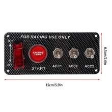 Panel de interruptores basculantes con botón pulsador de encendido de motor de coche, 12 V, 40 A, estilo fibra de carbono, universal, Plug and Play - A - Ver 5