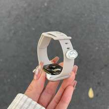 1 Pc Cute Silicone Compatible With Apple Watch Band For Women 38mm 40mm 41mm 42mm 44mm 45mm 46mm 49mm , Strap Compatible With Apple Watch Link Series Ultra S11/10 9/8/7/6/5/4/3/2/1 SE - Apricot - View 5