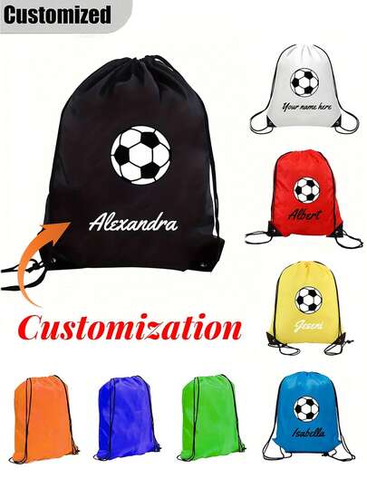 Personalized Initial & Name Drawstring Backpack, Teens' Name Printed Sports, Swimming, Fitness, After-School Club Bags, Drawstring Bag, Fitness Backpack, Drawstring Fitness Bag, Youth Backpack, Swimming Bag, Beach Bag, Suitable For Fitness, Travel, Sports, Back-To-School Sports Backpack