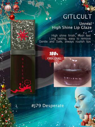 GIRLCULT Brillo de labios de alto brillo irreal J79 Desperate, Labial líquido camaleónico, Brillo de labios con purpurina con base de aceite, Acabado metálico brillante, Efecto de maquillaje de perlas intensas, Color de larga duración, Sin talco holográfico, Maquillaje coreano, 3.5ml/0.12 Fl Oz