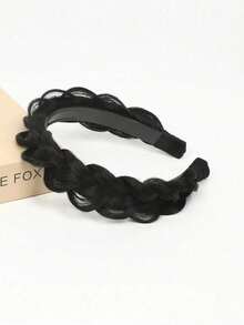 1pc Non-Slip Fluffy Fishbone Synthetic Wig Headband, Face Wash Braid Headband, Fishbone Braid Wig Headband, Hair Accessory For Bridal And Everyday Wear, Hair Band, Hair Hoop Head Accessories