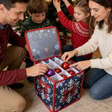 64个装圣诞球收纳盒，防水耐用，可堆叠多层设计，节省空间。