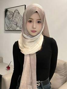 FADZOYLE 1 chiếc khăn choàng kẻ sọc ombre, đa năng cho mọi mùa, ấm áp vào mùa đông, che nắng mùa hè, thiết kế dài độc đáo, phù hợp cho mặc hàng ngày, váy dự tiệc, đám cưới, áo choàng, lớp lót, khăn che mặt cho phụ nữ, lễ hội, cầu nguyện và hành hương, khăn trùm đầu Hồi giáo mềm mại, cỡ lớn, váy dạ hội, tiệc tùng, du lịch, phụ kiện quà tặng - Nhiều màu - Xem 4