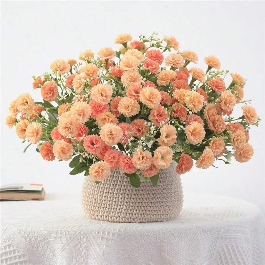 1/3/80支人造丝康乃馨花束,仿真植物室内装饰,春季装饰,仿真花园,春季中心装饰花瓶,家居装饰,新年装饰,户外花园,婚礼花束,客厅DIY糖果盒,花环,仿真植物家居装饰,情人节,礼物 - 橘色 - 查看 1