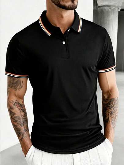 Men's Summer Fashion Solid Color Casual Polo Shirt