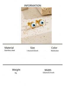 1 Pair Fashionable Simple & Versatile High-End Cute Eye Turquoise Stud Earrings For Women - Multicolor - View 11