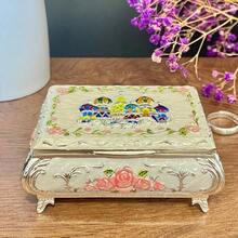 Rectangular Vintage Jewelry ChestColorful Castle Relief Metal Jewelry Box Bracelet Necklace Earrings Ring Storage Case For Women Pink Small - Pink - View 2