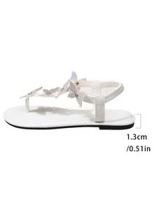 女童波西米亚风木珠编织平底凉鞋，适合夏季穿着 - 白色 - 查看 10