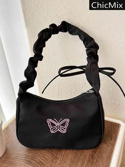 時尚純色簡約風肩袋