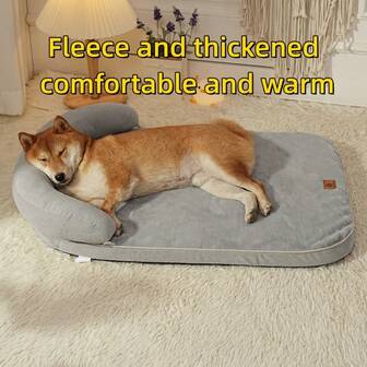 1pc Thick Multi-Purpose Neck Protector Dog Pad With Pillow, Solid Color Dog/Cat Bed, Pet Bed, Warm Soft Comfortable Durable, Suitable For Medium/Small Cats & Dogs, All Season, Multi-Color Options