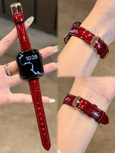 Fashion Brand D Letter Gold Metal Decor Soft Leather Watch Band, Fits 46mm 38mm 40mm 41mm 42mm 44mm 45mm 49mm; Elegant Ladies Pearl Leather Replacement Watch Strap, Fits Series 11 10 9 8 7 6 5 SE Ultra 2; Fashionable Accessory For Girls, Christmas And Valentine's Day Gift.