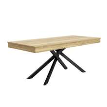 Extendable Dining Table, 140/180*80 Cm, Suitable For 6-8 People, Rectangular Shape, Thickened Tabletop, Metal Legs, Simple Style, Table For Dining Room, Kitchen, Living Room, Oak Color - Khaki - View 8