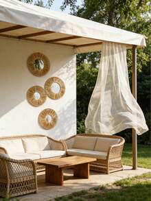 1件/2件/4件套藤编向日葵壁镜，波西米亚风圆形装饰镜，手工编织藤框墙饰，适用于客厅、卧室、玄关，简约几何墙饰，乡村波西米亚风墙饰，轻便室内悬挂镜 - 彩色 - 查看 3