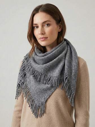 Chal de punto extra grande con flecos para mujer - Bufanda suave y cálida de invierno, bufanda cómoda con flecos, adecuada para uso diario, viajes y actividades al aire libre, accesorio de moda bohemio, popular en Europa y América