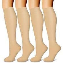 4 Pairs Multi-Color Compression Socks | Elastic Non-Slip | Breathable Comfortable | High Support For Travel/Sports | Suitable For Daily/Office Wear - Multicolor - View 17