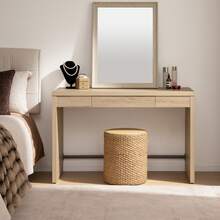 SICOTAS Computer Desk Writing Table - 47-Inch Home Office Executive Desk With Drawer, Farmhouse Study Desk With Storage,Boho Makeup Vanity Table For Bedroom Dormitory - Gỗ sồi sáng - Xem 9