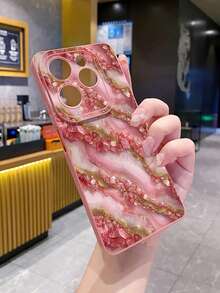 1个大理石纹理防震手机壳，UV印刷，适用于三星/Galaxy/Infinix/Redmi/OPPO/VIVO/Realme安卓机型 - 粉色 - 查看 6