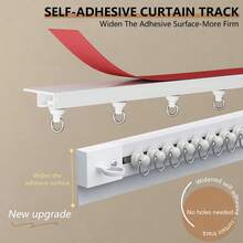 Extra-Thick Strong Widening-Self Adhesive Ceiling Or Wall Curtain Track No Drill Curtain Rod, Ceiling Curtain Track, Curtain Rods, Ceiling Mount, Adhesive Curtain Rod For Windows Cabinet Closet Bathroom Shower Curtain With 19.69inch Sections - Multicolor - View 2