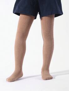 1件装女童连裤袜，透气透明网眼婴儿连裤袜 - 卡其色 - 查看 4